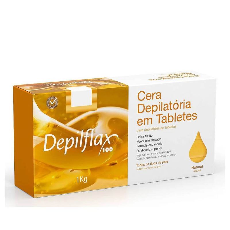 Cera Depilatoria Depilflax 1kg Tablete Natural