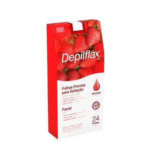 Folhas Prontas Depilflax Depilação Facial Morango 24 Unidades