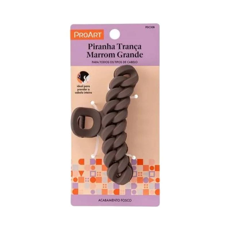 Piranha De Cabelo Proart Tranca Grande Marrom
