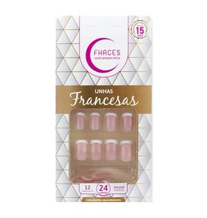Unhas Postiças Fhaces Encanto Francesa Rosa