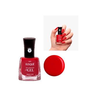 Esmalte Risqué Diamond Gel Vermelho Cereja Cremoso