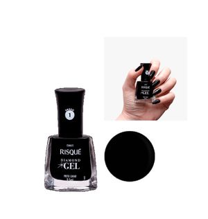 Esmalte Risqué Diamond Gel Preto Caviar Cremoso