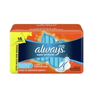 Absorvente Always Super Proteção com Abas 16 Unidades Seca