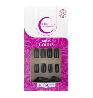 Unhas Postiças Fhaces Encanto Colors Curta Preta