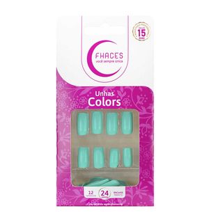 Unhas Postiças Fhaces Encanto Colors Curta Azul P.
