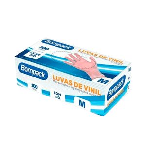 Luva de Vinil Bompack Com Pó 100 Unidades M