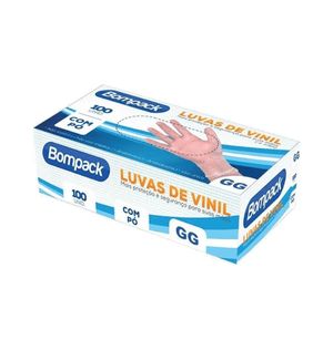 Luva Vinil Bompack Com Pó 100 unidades GG