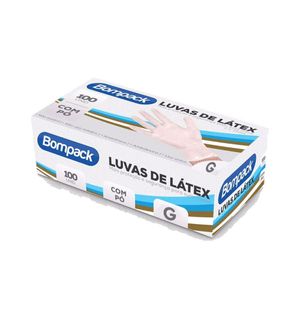 Luva de Latex Bompack com Pó 100 Unidades G