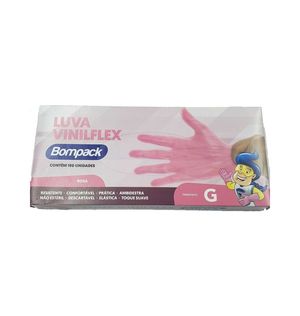Luva Bompack Vinilflex Sem Pó Rosa C/100 Unidades G
