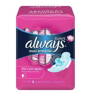 Absorvente Always Proteção Total Pink Suave Com  Abas Com 8un