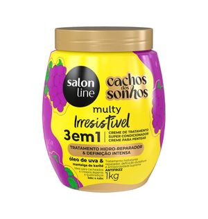 Creme Salon Line Uva 3 em 1 Cachos dos Sonhos Multy Irresistível 1kg