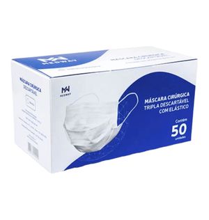 Máscara Tripla Descartável Medway Branca com 50 Unidades