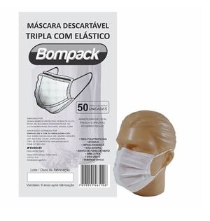 Máscara Tripla Bompack 50 Unidades