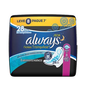 Absorvente Always Noites Tranquilas com Abas Seca Leve 8 Pague 7