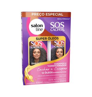 Kit Shampoo 300ml e Condicionador 200ml SOS Cachos Super Óleos Salon Line