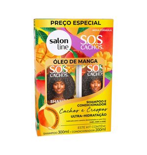 Kit Shampoo 300ml e Condicionador 200ml SOS Cachos Óleo de Manga Salon Line