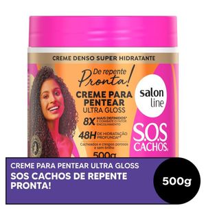 Creme para Pentear SOS Cachos De Repente Pronta! Super Brilho Salon Line 500g