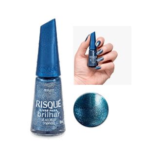 Esmalte Risqué Livre para Brilhar Azul Metálico Já Acordo Divando