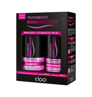 Kit Eico Shampoo 450ml + Condicionador 400ml Efeito Salão Rosa Mosqueta