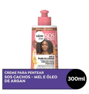Creme para Pentear SOS Cachos Mel e Óleo de Argan Restauração Extrema Salon Line 300g