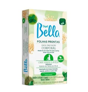 Folhas Prontas Para Depilação Corporal Depil Bella Chá Verde E Aveia 16 fls