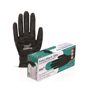 Luva Descartável Volk Nitrílica Sensi Black Slim G 100 Unidades