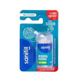 Fio Dental Sanifill Clássico Sabor Mental 125 metros