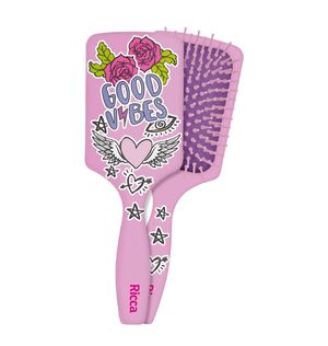 Escova de Cabelo Ricca Racket Patches Pink