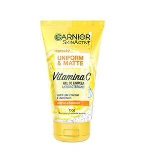 Gel de Limpeza Garnier Antibacteriano Uniform&Matte Vitamina C 150g