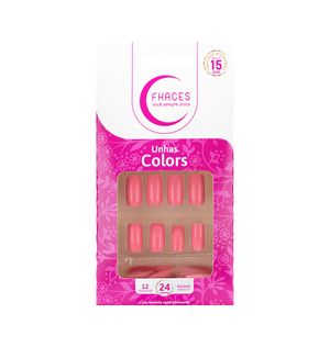 Unhas Postiças Fhaces Colors Salmão 24 Unidades (U3084)