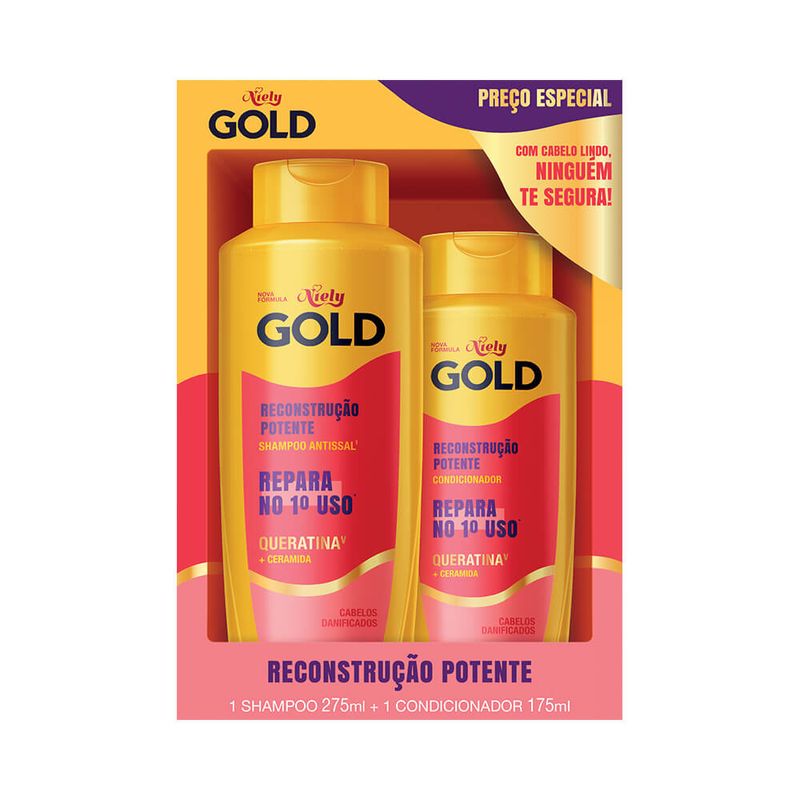 Kit Niely Gold Sh+cond 450ml Rec.potente Queratina-1769805635765