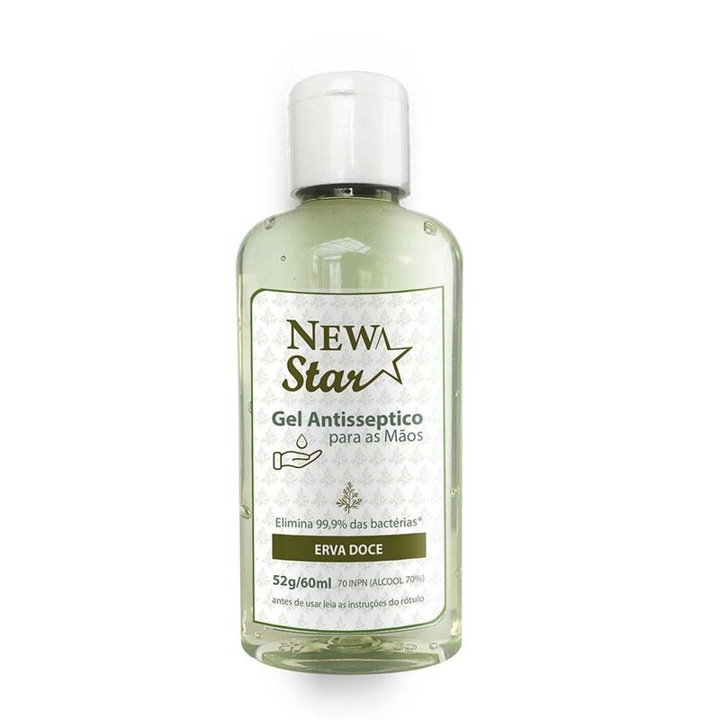 ALCOOL GEL NEW STAR 60ML ERVA DOCE