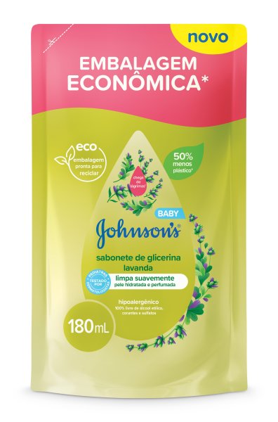 SAB LIQ J J BABY 180ML REFIL GLIC.LAVANDA