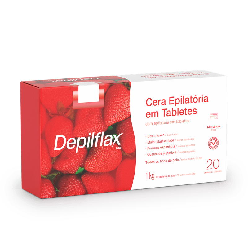CERA DEPIL DEPILFLAX 1KG TABLETE MORANGO
