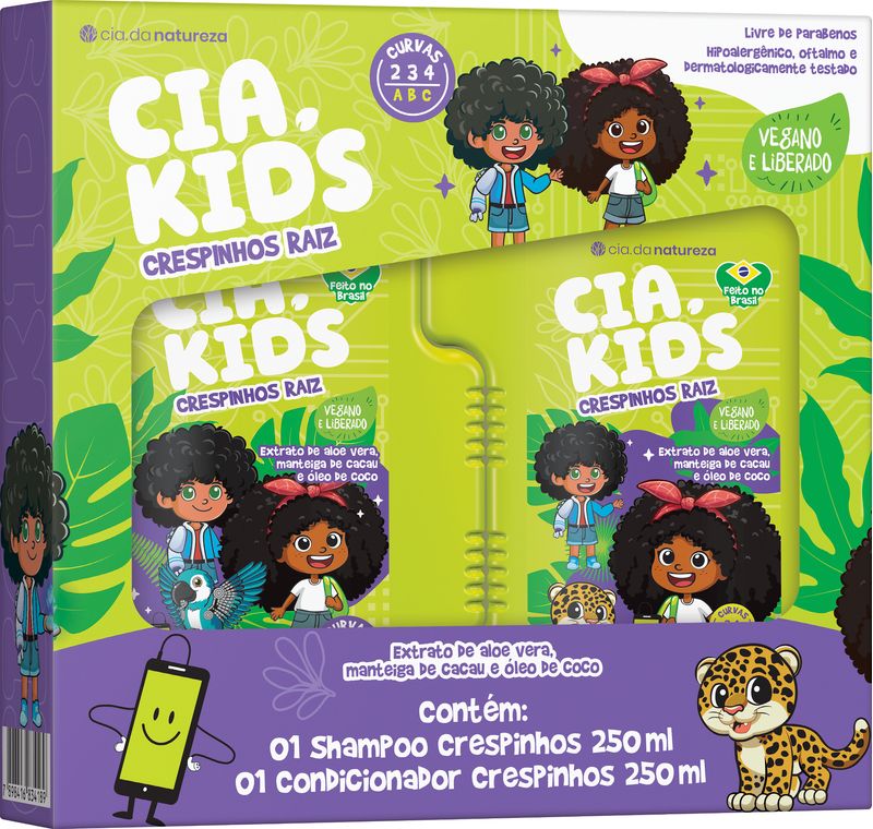 KIT CIA DA NAT SH+COND 500ML KIDS CRESPINHOS RAIZ